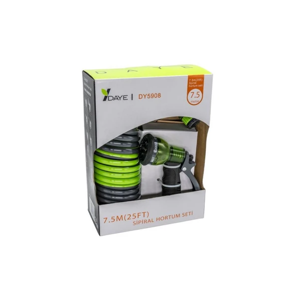 Daye DY5908 7.5 m Spiral Bahçe Hortum Seti