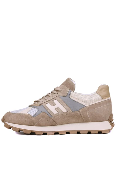 Shoetyle - Bej Hakiki Süet Deri Bağcıklı Erkek Sneaker 115-K586 - Resim 3