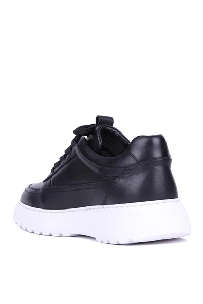 Shoetyle - Siyah Hakiki Deri Bağcıklı Erkek Sneaker 115-K588 - Resim 4