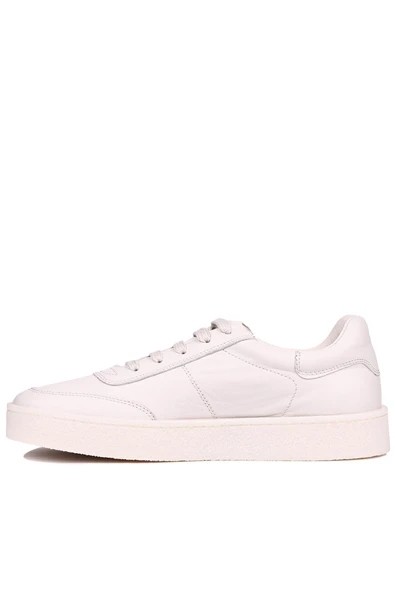 Shoetyle - Bej Renk Hakiki Deri Bağcıklı Erkek Sneaker 666-4404 - Resim 4