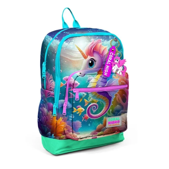 Coral High 2li Set Denizatı Desenli Okul Çantası Beslenme 23772 - Resim 2