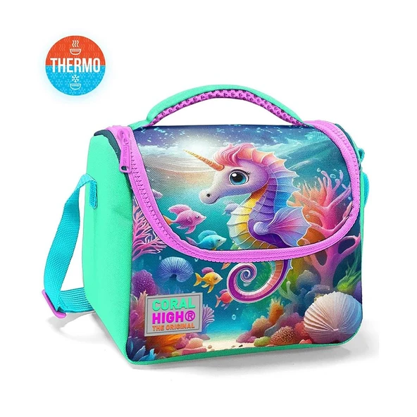 Coral High 2li Set Denizatı Desenli Okul Çantası Beslenme 23772 - Resim 7