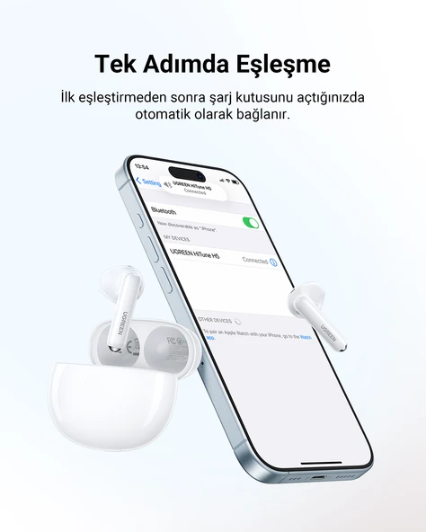 UGREEN HiTune H5 True Kablosuz Kulak İçi Kulaklık, Beyaz, 15612 - 7