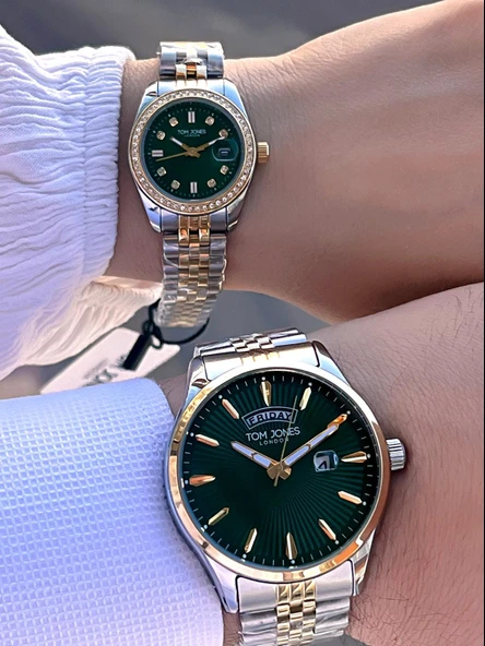 Tom Jones Çiftlere Özel Bay Ve Bayan Çelik Kordon 3 Atm Suya Dayanıklı 2 Yıl Garantili Çift Saati X6 - Resim 5