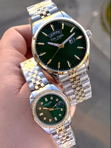 Tom Jones Çiftlere Özel Bay Ve Bayan Çelik Kordon 3 Atm Suya Dayanıklı 2 Yıl Garantili Çift Saati X6 - Resim 3