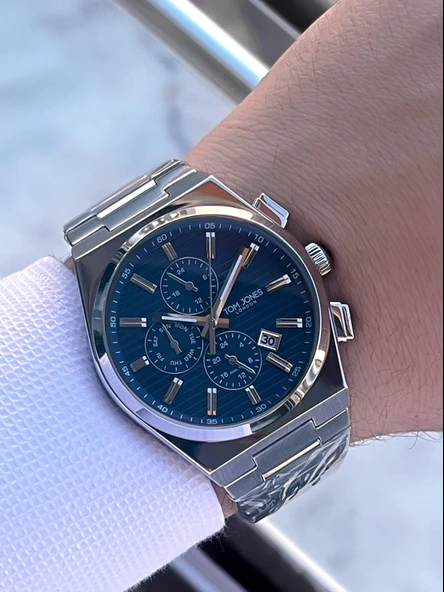 Tom Jones Çelik Kordon 3 Atm Suya Dayanıklı 2 Yıl Garantili Erkek Kol Saati+Bileklik TJE1.10017.3 - Resim 3