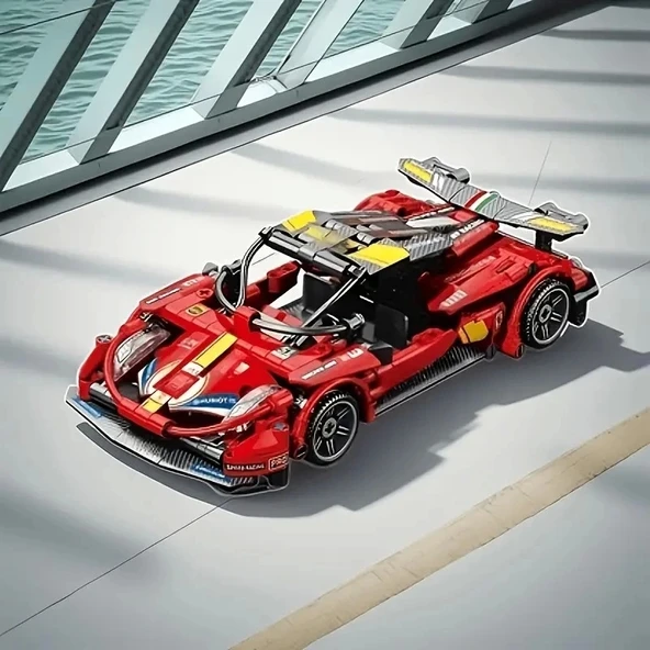408 Parça Kırmızı Spor Araba Montaj Yapı Blok ABS Plastik 6 Yaş ve Üstü Hediyelik oyuncak ürün görseli