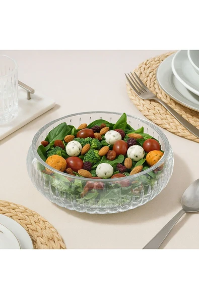 Voi Glass Salata ve Meyve Sunum Kasesi – 24x6,5 cm ürün görseli 1