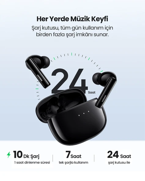 UGREEN HiTune T3 Aktif Gürültü Engelleyici Kablosuz Kulak İçi Kulaklık, Siyah, 90401 - 7