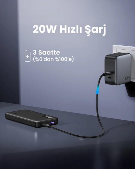 UGREEN 10.000 mAh PD 3.0 Hızlı Şarj Powerbank 1xUSB-C, 2xUSB-A, 25742 - 6