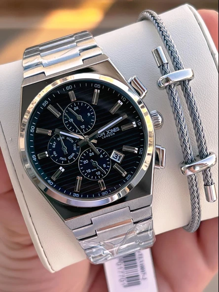 Tom Jones Çelik Kordon 3 Atm Suya Dayanıklı 2 Yıl Garantili Erkek Kol Saati+Bileklik TJE1.10017.2 ürün görseli