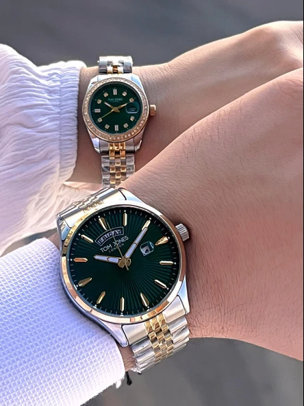 Tom Jones Çiftlere Özel Bay Ve Bayan Çelik Kordon 3 Atm Suya Dayanıklı 2 Yıl Garantili Çift Saati X6 - Resim 4