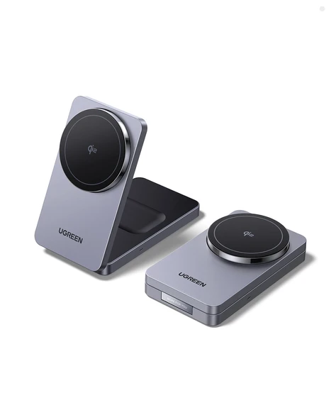 UGREEN 2'si 1 Arada 30W Magnetik Wireless Kablosuz Şarj Cihazı, Siyah, 45023