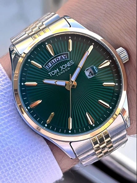 Tom Jones Çelik Kordon 3 Atm Suya Dayanıklı 2 Yıl Garantili Erkek Kol Saati+Bileklik TJE1.2390.5 - Resim 2