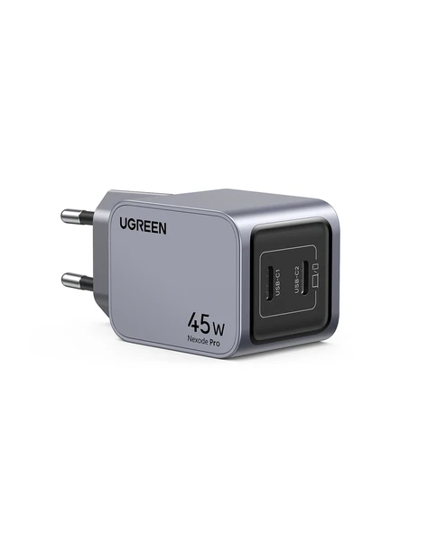 UGREEN Nexode Pro 45W GaN Hızlı Şarj Cihazı USB-C QC PD 2xUSB-C, Uzay Grisi, 35008 - 1