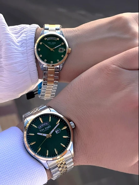 Tom Jones Çiftlere Özel Bay Ve Bayan Çelik Kordon 3 Atm Suya Dayanıklı 2 Yıl Garantili Çift Saati X1 - Resim 5