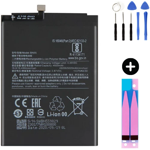 Xiaomi Redmi Note 9S BN55 Uyumlu A Kalite Batarya Pil + Montaj Seti