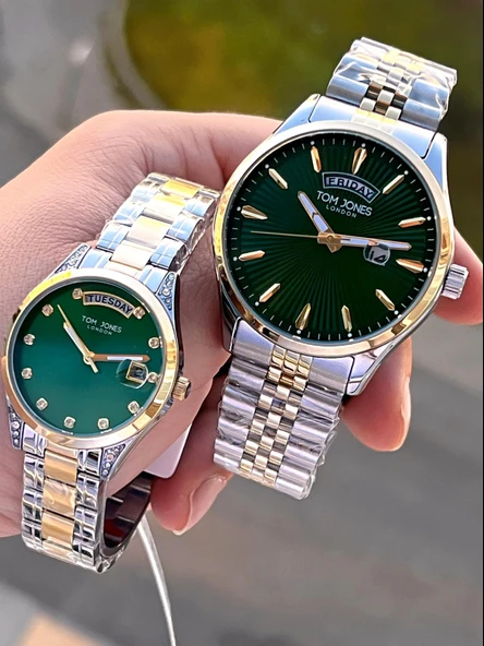 Tom Jones Çiftlere Özel Bay Ve Bayan Çelik Kordon 3 Atm Suya Dayanıklı 2 Yıl Garantili Çift Saati X1 ürün görseli