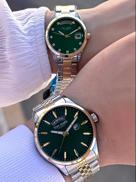 Tom Jones Çiftlere Özel Bay Ve Bayan Çelik Kordon 3 Atm Suya Dayanıklı 2 Yıl Garantili Çift Saati X1 - Resim 6