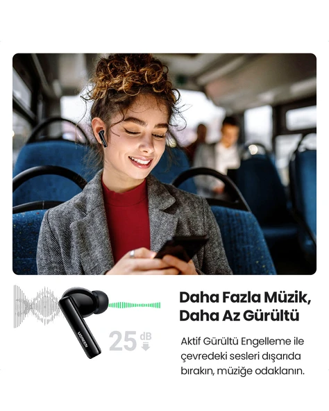UGREEN HiTune T3 Aktif Gürültü Engelleyici Kablosuz Kulak İçi Kulaklık, Siyah, 90401 - 3