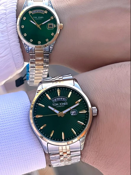 Tom Jones Çiftlere Özel Bay Ve Bayan Çelik Kordon 3 Atm Suya Dayanıklı 2 Yıl Garantili Çift Saati X1 - Resim 3