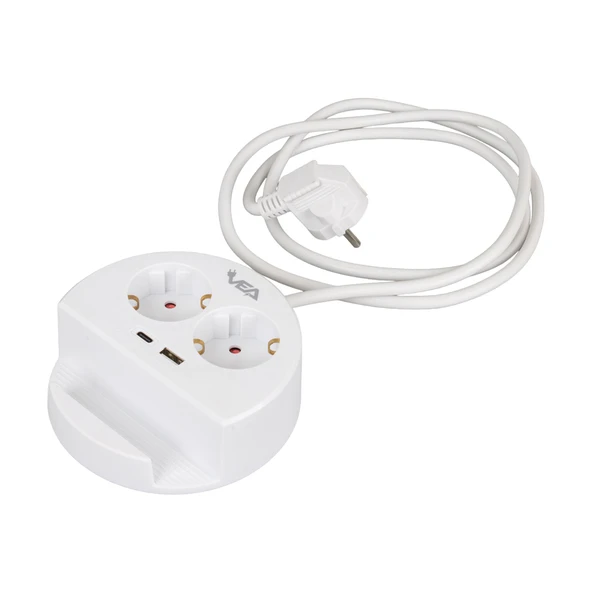 2Lİ USB + TYPE-C GİRİŞLİ TELEFON STANDLI 1.5 METRE GRUP PRİZ VE- G1102C (5232) - 5