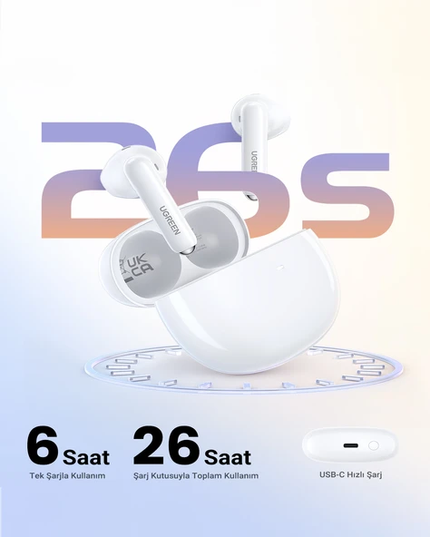 UGREEN HiTune H5 True Kablosuz Kulak İçi Kulaklık, Beyaz, 15612 - 4