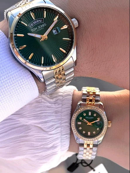 Tom Jones Çiftlere Özel Bay Ve Bayan Çelik Kordon 3 Atm Suya Dayanıklı 2 Yıl Garantili Çift Saati X6 - Resim 6