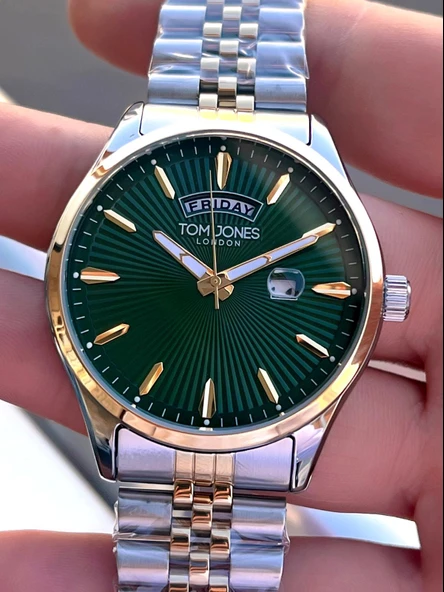 Tom Jones Çelik Kordon 3 Atm Suya Dayanıklı 2 Yıl Garantili Erkek Kol Saati+Bileklik TJE1.2390.5 - Resim 4