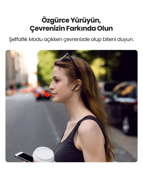 UGREEN HiTune T3 Aktif Gürültü Engelleyici Kablosuz Kulak İçi Kulaklık, Siyah, 90401 - 4