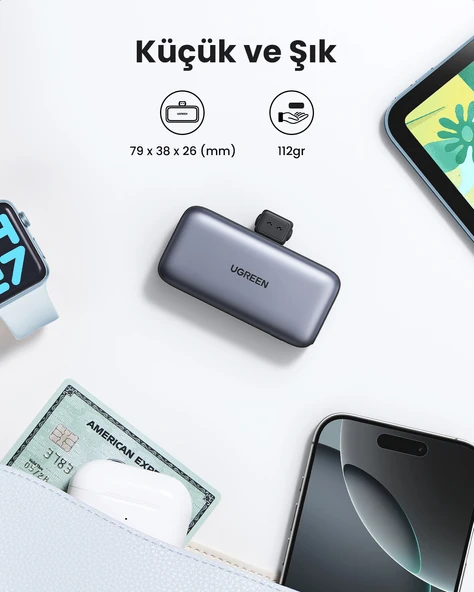 UGREEN 5.000 mAh 20W Taşınabilir Standlı Powerbank Siyah, 35338 - 9