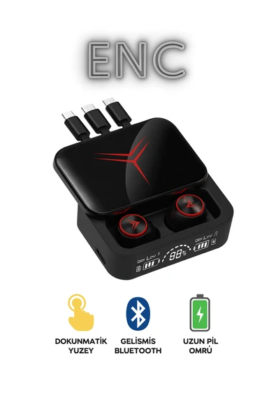QASUL Şarj Göstergeli Powerbank Özellikli Bluetooth Kablosuz Kulak içi Kulaklık Siyah - 5