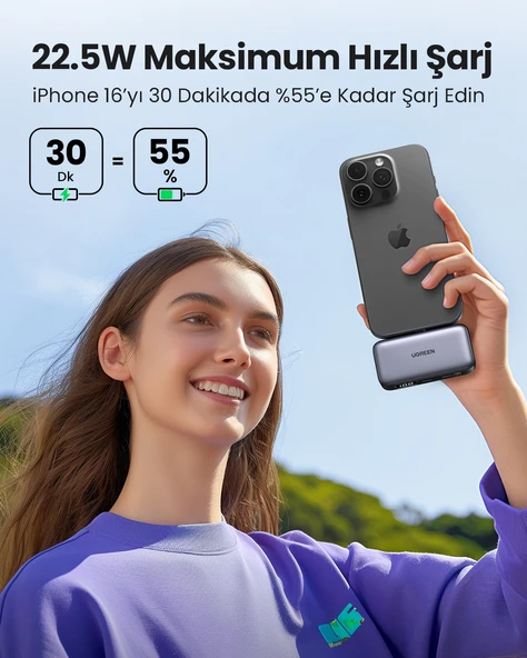 UGREEN 5.000 mAh 20W Taşınabilir Standlı Powerbank Siyah, 35338 - 4