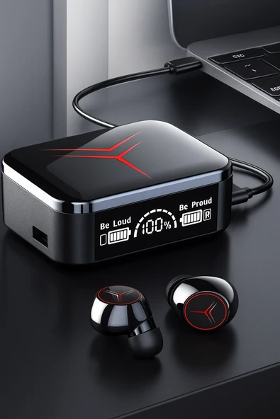 QASUL Şarj Göstergeli Powerbank Özellikli Bluetooth Kablosuz Kulak içi Kulaklık Siyah - 4