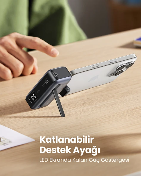 UGREEN 5.000 mAh 20W Taşınabilir Standlı Powerbank Siyah, 35338 - 7