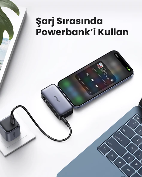 UGREEN 5.000 mAh 20W Taşınabilir Standlı Powerbank Siyah, 35338 - 5