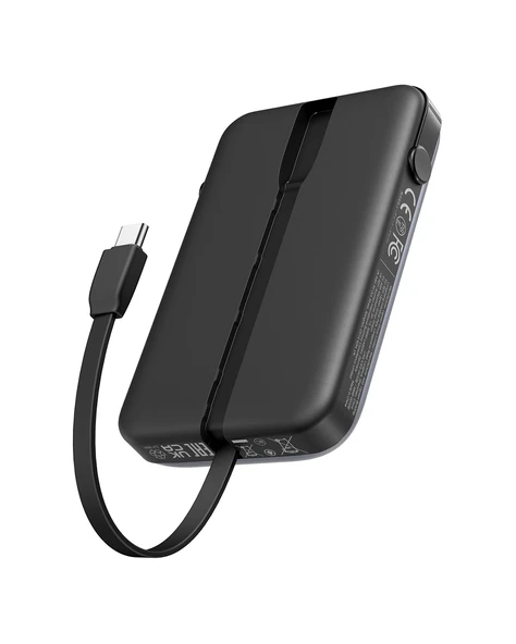 UGREEN Uno Dahili Kablolu 10.000 mAh 30W Hızlı Şarj Powerbank, Siyah, 35603B - 2