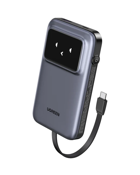 UGREEN Uno Dahili Kablolu 10.000 mAh 30W Hızlı Şarj Powerbank, Siyah, 35603B - 3