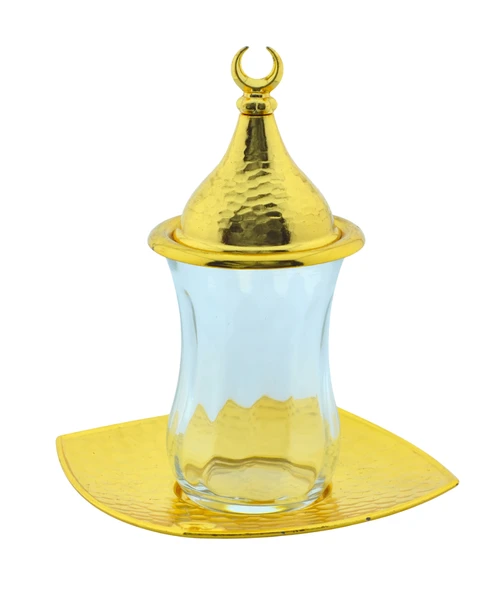 Kapak Şekerlikli Altın Renk 4 Parça Çay Bardağı - 3