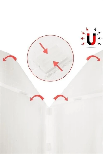 Pratik Manyetik Mıknatıslı Beyaz Kapı Pencere Sinekliği Tülü 90 x 210 cm - Resim 7