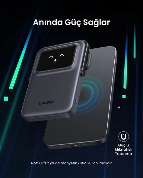 UGREEN Uno MagSafe Wireless 5.000 mAh 20W Hızlı Şarj Powerbank, Siyah, 35605B - 4