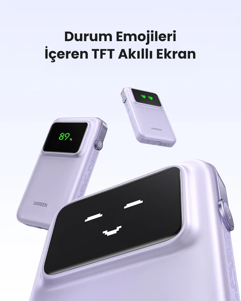 UGREEN Uno Dahili Kablolu 10.000 mAh 30W Hızlı Şarj Powerbank, Mor, 35604B - 5