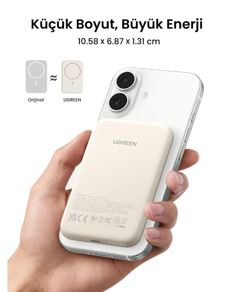 UGREEN 5.000 mAh MagSafe 15W Wireless Powerbank Bej, 25207 - 7