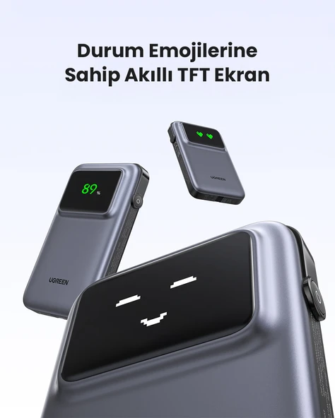 UGREEN Uno Dahili Kablolu 10.000 mAh 30W Hızlı Şarj Powerbank, Siyah, 35603B - 7