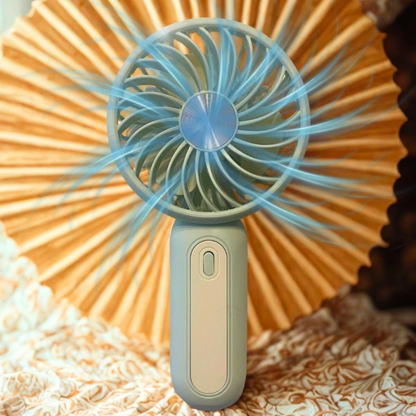 Masa Üstü Standlı USB ile Şarj Olabilen 3 Ayarlı Fan Modlu Çanta Tipi El Fanı - Resim 5