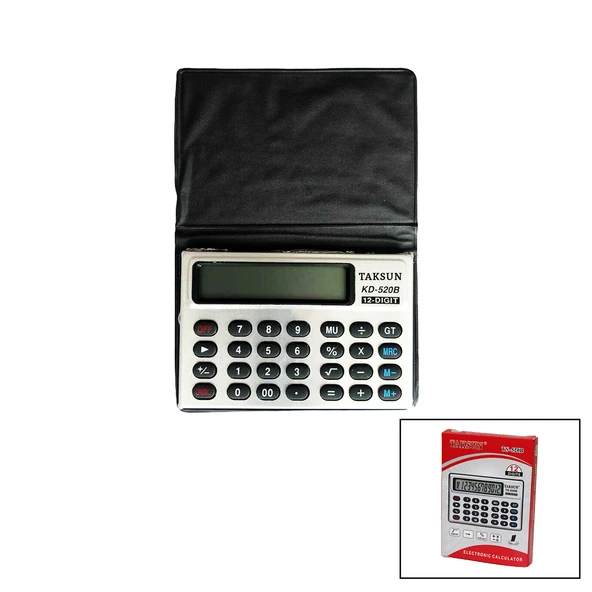 12 HANELİ MİNİ CEP - KILIFLI HESAP MAKİNESİ6.6X1.9X9.3CM TS-520B (5232) - 1