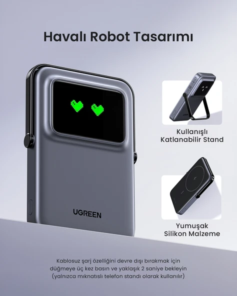 UGREEN Uno MagSafe Wireless 5.000 mAh 20W Hızlı Şarj Powerbank, Siyah, 35605B - 5