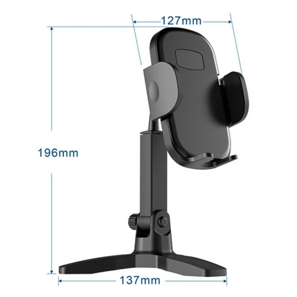 Masaüstü Telefon Standı 360 Derece Dönebilen Başlıklı Ayaklı Telefon Tripodu - Resim 5