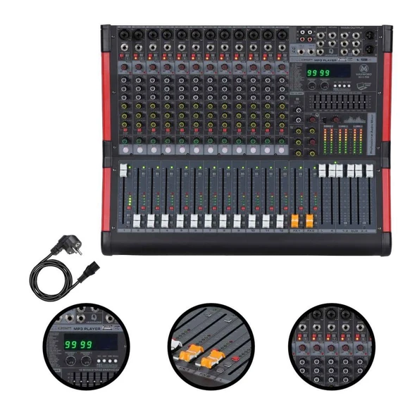 Maxword DC12-PRO 2x99 DSP Efekt Ses Mikseri 12 Kanal Deck Mixer - 2