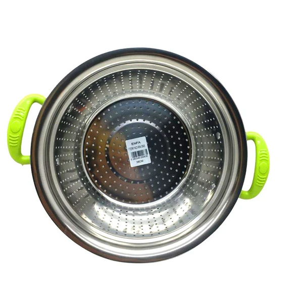 PLASTİK RENKLİ KULP METAL SEPET SÜZGEÇ 26CM. (5232) - 1